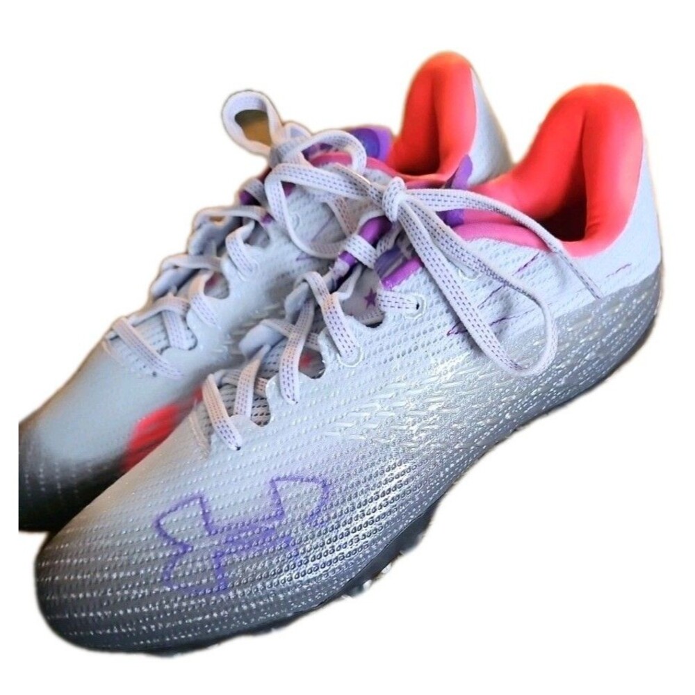 Under Armour UA Blur Smoke MC Womens Gray Purple Soccer/Lacrosse Cleats SZ 8.5 - Picture 4 of 9